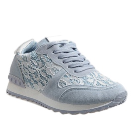Sneakers blu con laccio G-100 1