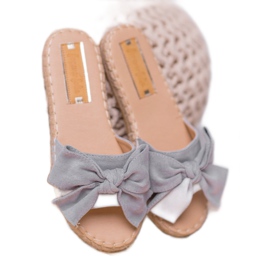 Forever Folie Pantofole Scamosciate Con Fiocco grigio 1