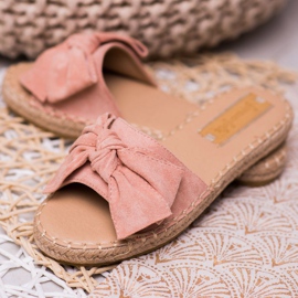 Forever Folie Pantofole Scamosciate Con Fiocco rosa 1