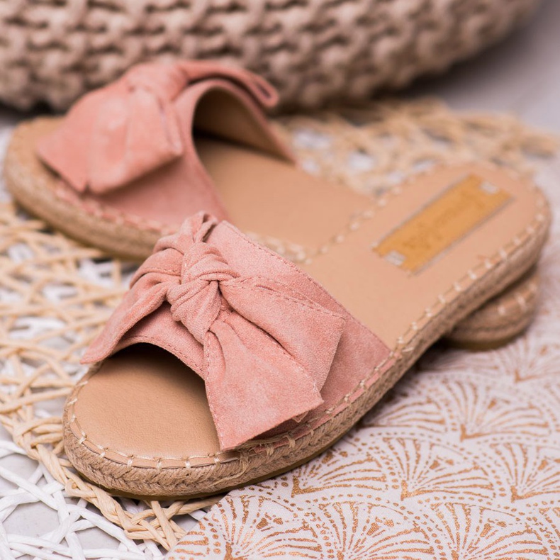 Forever Folie Pantofole Scamosciate Con Fiocco rosa 1