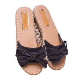 Forever Folie Pantofole Scamosciate Con Fiocco nero 2