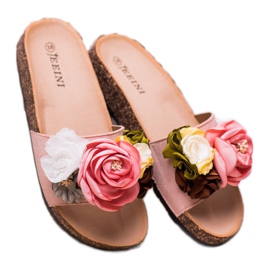 SHELOVET Ciabatte Cipria Con Fiori rosa 2