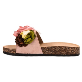 SHELOVET Ciabatte Cipria Con Fiori rosa 1