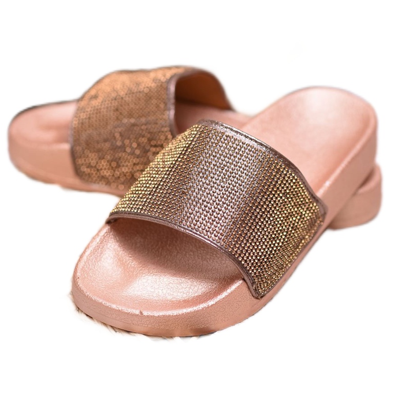 Pantofole lucide dorate d'oro 2