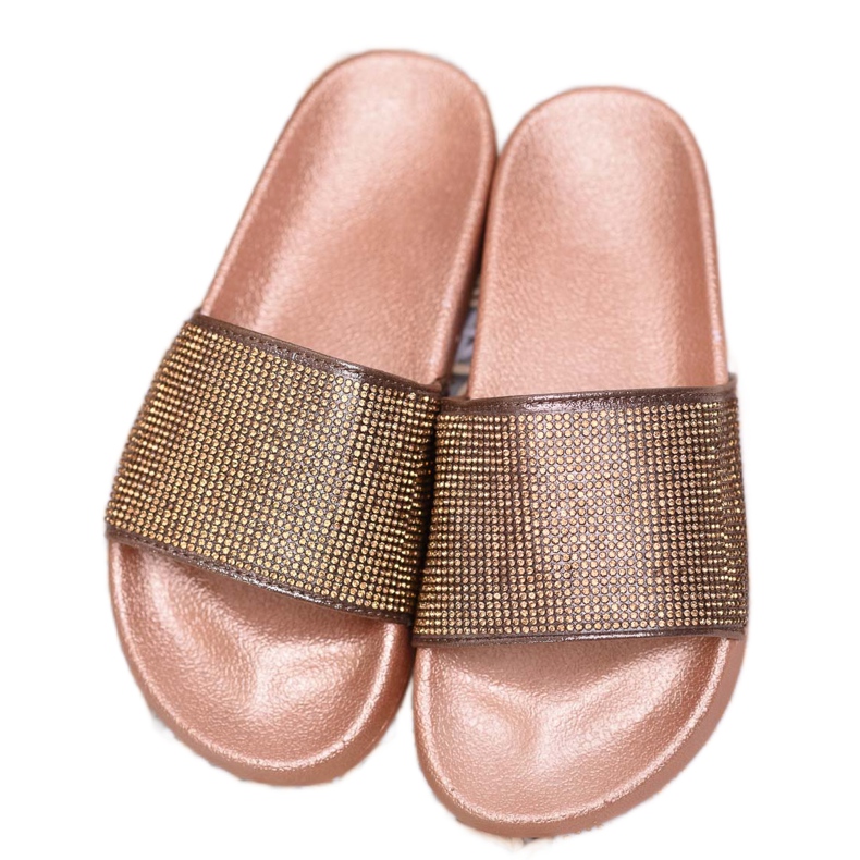 Pantofole lucide dorate d'oro 1