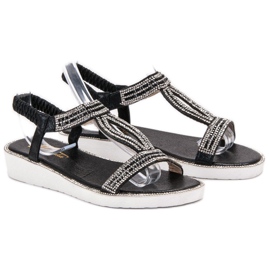 SHELOVET Sandali con zeppa con elastico nero 1