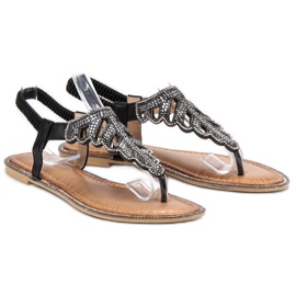 SHELOVET Sandali Infradito Con Cristalli nero 1