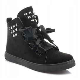 Stivaletti e fiocchi in pelle scamosciata TL0149-1 Nero 1