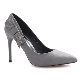 Tacchi grigi con fiocco bordeaux grigio 1