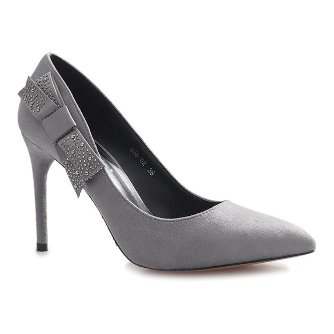 Tacchi grigi con fiocco bordeaux grigio 1