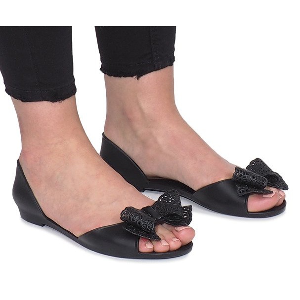 Sandali neri Meliski con fiocco Delmar nero 1
