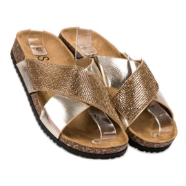 SHELOVET Classiche pantofole dorate d'oro 1