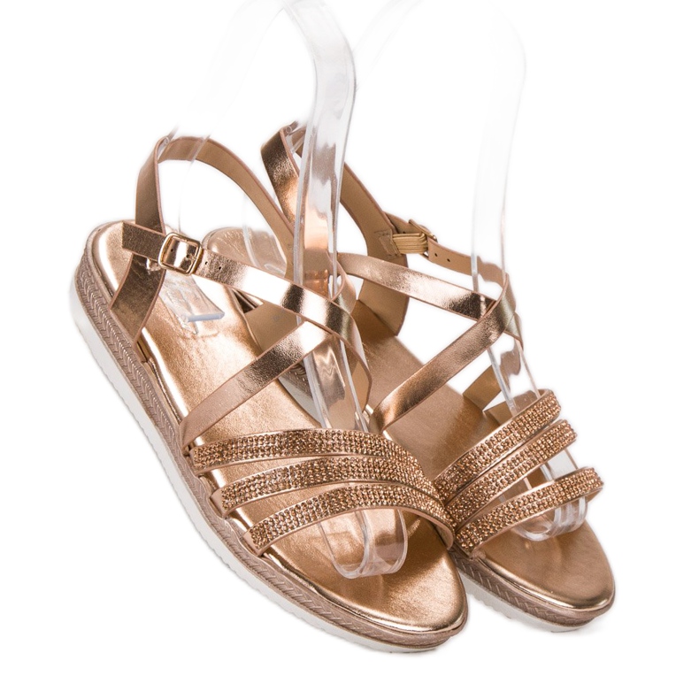 SHELOVET Comodi sandali in oro rosa d'oro 1