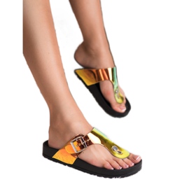 Ideal Shoes Infradito effetto olografico nero 1