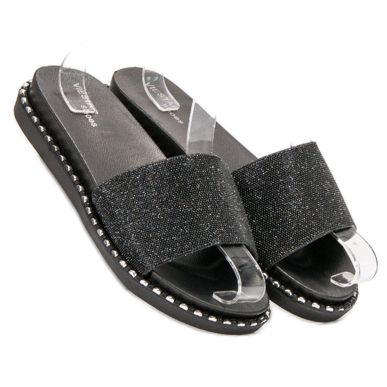 SHELOVET Ciabatte In Gomma Con Cubic Zirconia nero 1