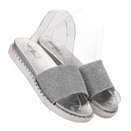 SHELOVET Ciabatte In Gomma Con Cubic Zirconia grigio 1