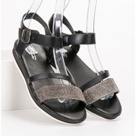 SHELOVET Sandali alla moda con zirconi cubici nero 1