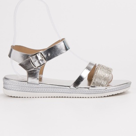 SHELOVET Sandali alla moda con zirconi cubici grigio 1