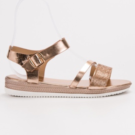 SHELOVET Sandali alla moda con zirconi cubici rosa giallo 2