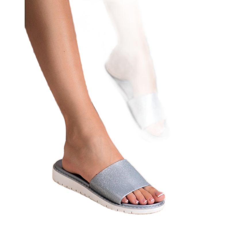 Fashion Pantofole lucide alla moda grigio 1