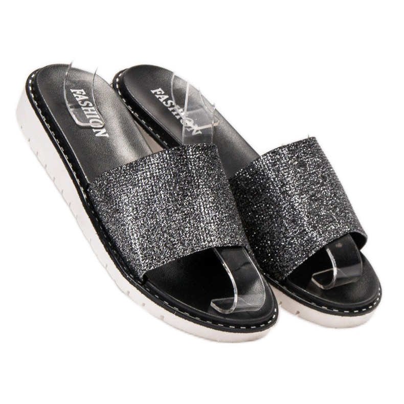 Fashion Pantofole lucide alla moda nero 1