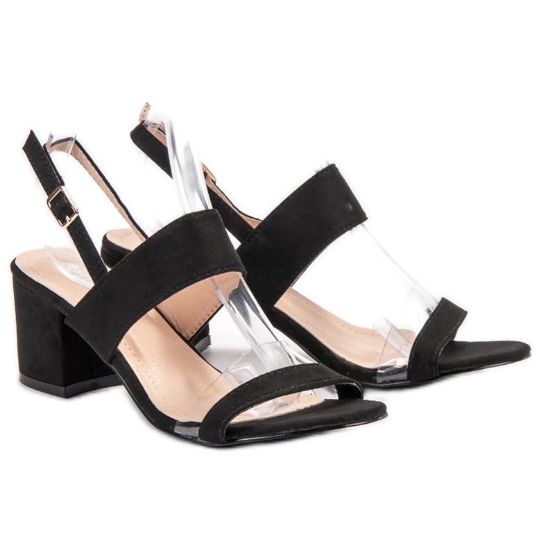 Bestelle Eleganti sandali in pelle scamosciata nero 1