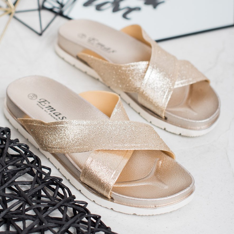 Emaks Pantofole Dorate Con Glitter d'oro 1