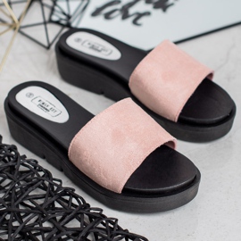 SHELOVET Sandali con zeppa rosa 1