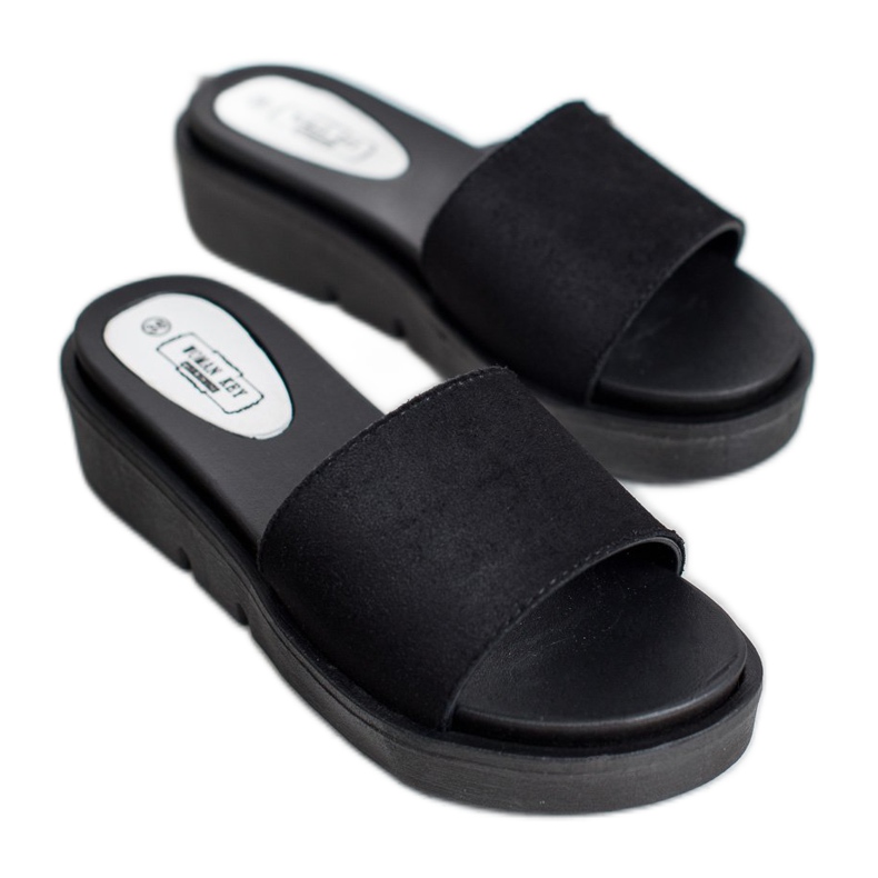 SHELOVET Sandali con zeppa nero 2