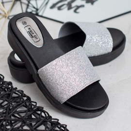 SHELOVET Pantofole con zeppa in gomma grigio 1