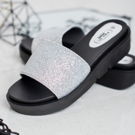SHELOVET Pantofole con zeppa in gomma grigio 2