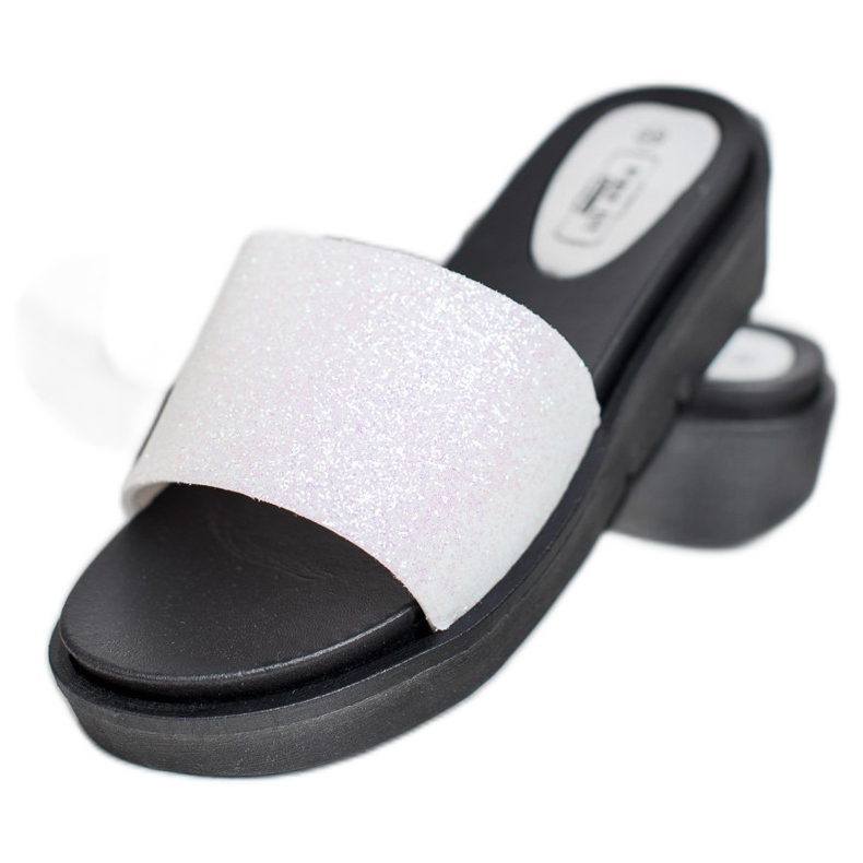 SHELOVET Pantofole con zeppa in gomma bianco 2