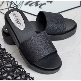 SHELOVET Pantofole con zeppa in gomma nero 2