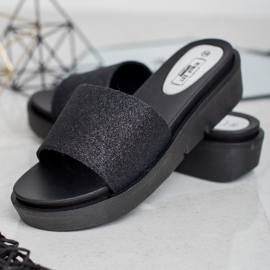 SHELOVET Pantofole con zeppa in gomma nero 1