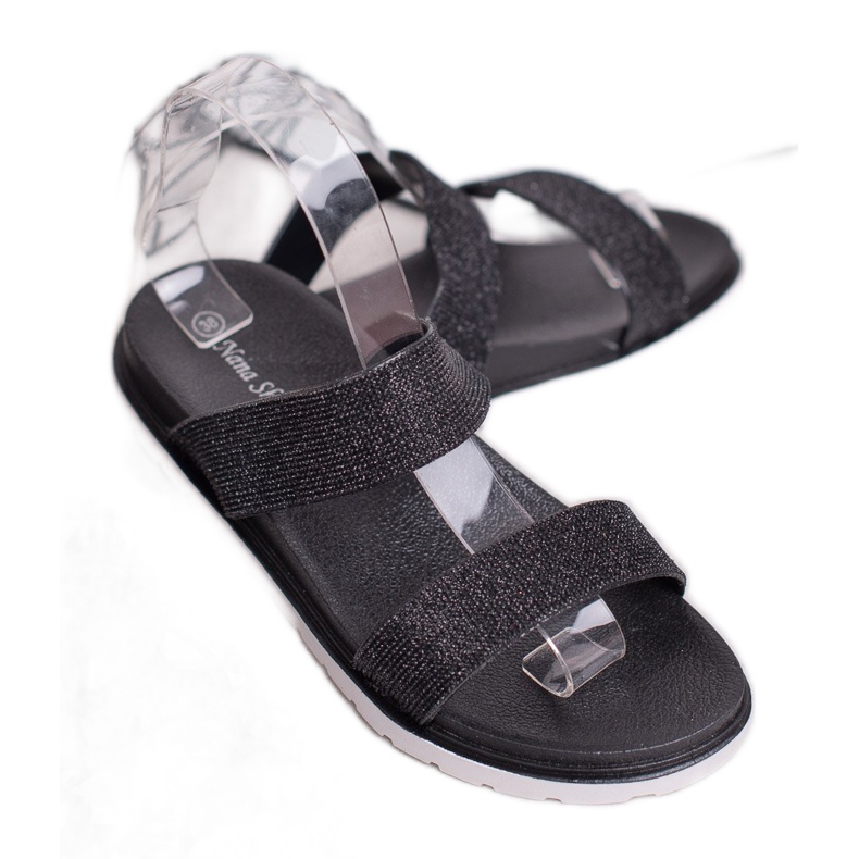SHELOVET Pantofole In Gomma Con Glitter nero 1