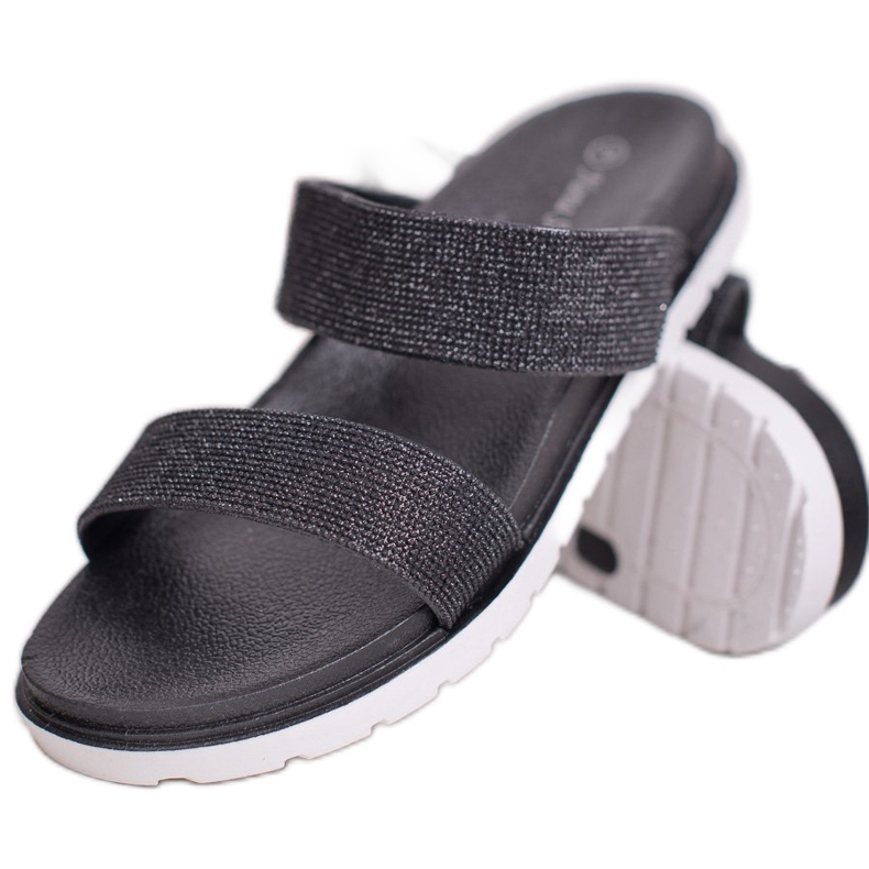 SHELOVET Pantofole In Gomma Con Glitter nero 2