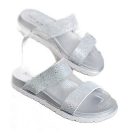 SHELOVET Pantofole In Gomma Con Glitter grigio 1