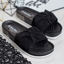 SHELOVET Ciabatte In Pelle Scamosciata Con Cubic Zirconia nero 2