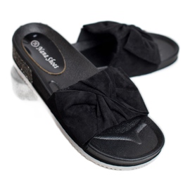 SHELOVET Ciabatte In Pelle Scamosciata Con Cubic Zirconia nero 1