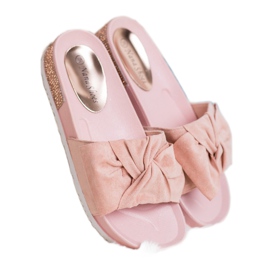SHELOVET Ciabatte In Pelle Scamosciata Con Cubic Zirconia rosa 1