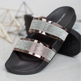 Ideal Shoes Pantofole Da Donna Con Cubic Zirconia grigio 1