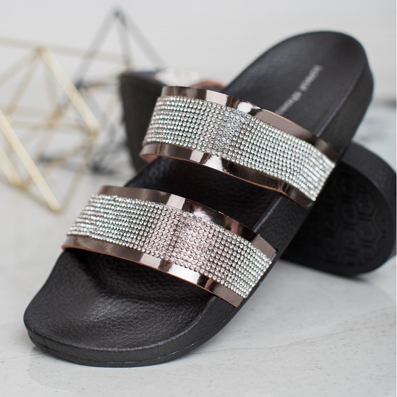 Ideal Shoes Pantofole Da Donna Con Cubic Zirconia grigio 1