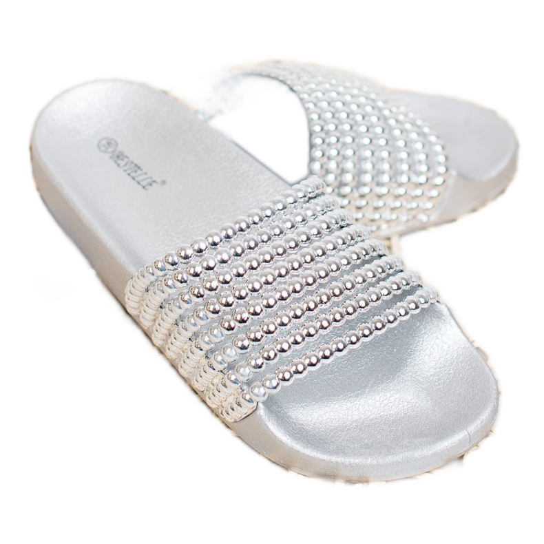 Bestelle Pantofole di gomma con perline grigio 1