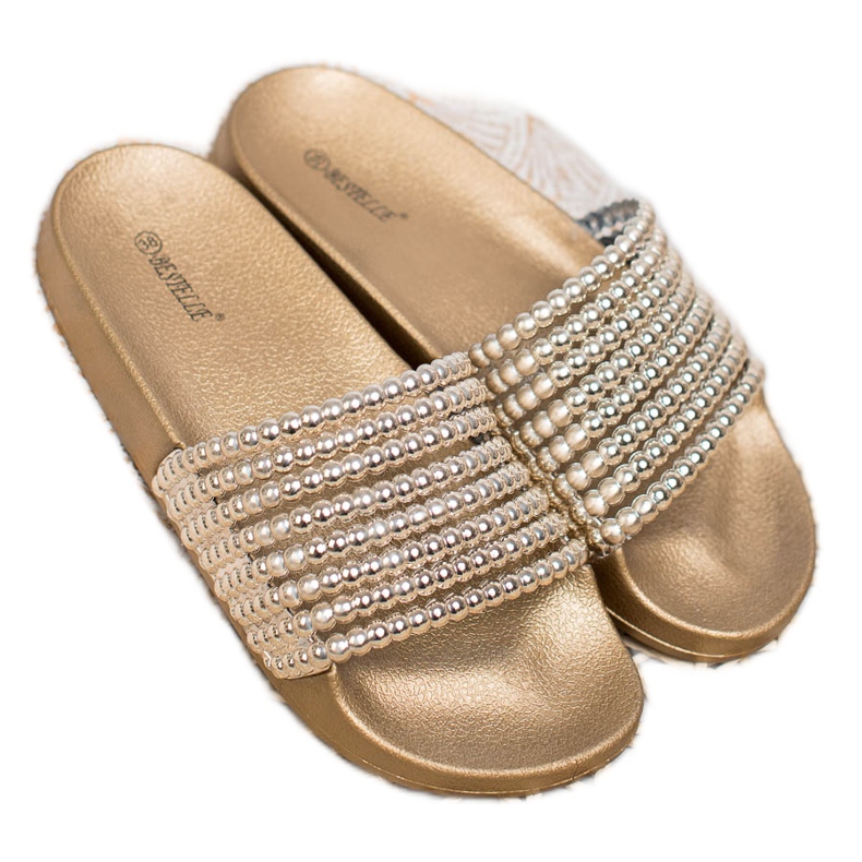 Bestelle Pantofole di gomma con perline giallo 2