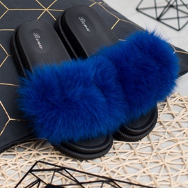 SHELOVET Pantofole Con Pelliccia blu 1