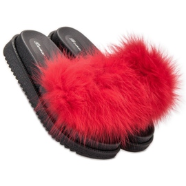 SHELOVET Pantofole Con Pelliccia rosso 1