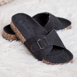 SHELOVET Pantofole In Camoscio Con Fibbia nero 1