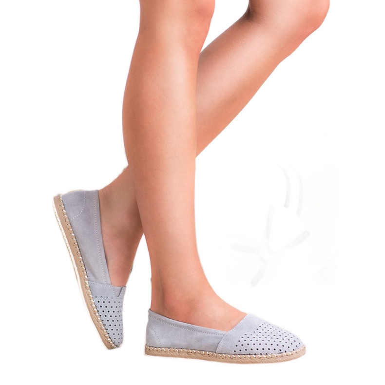 SHELOVET Espadrillas in pelle grigio 1