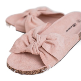 Bona Pantofole Scamosciate Con Fiocco rosa 1