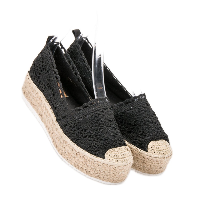 SHELOVET Espadrillas di pizzo nero 1